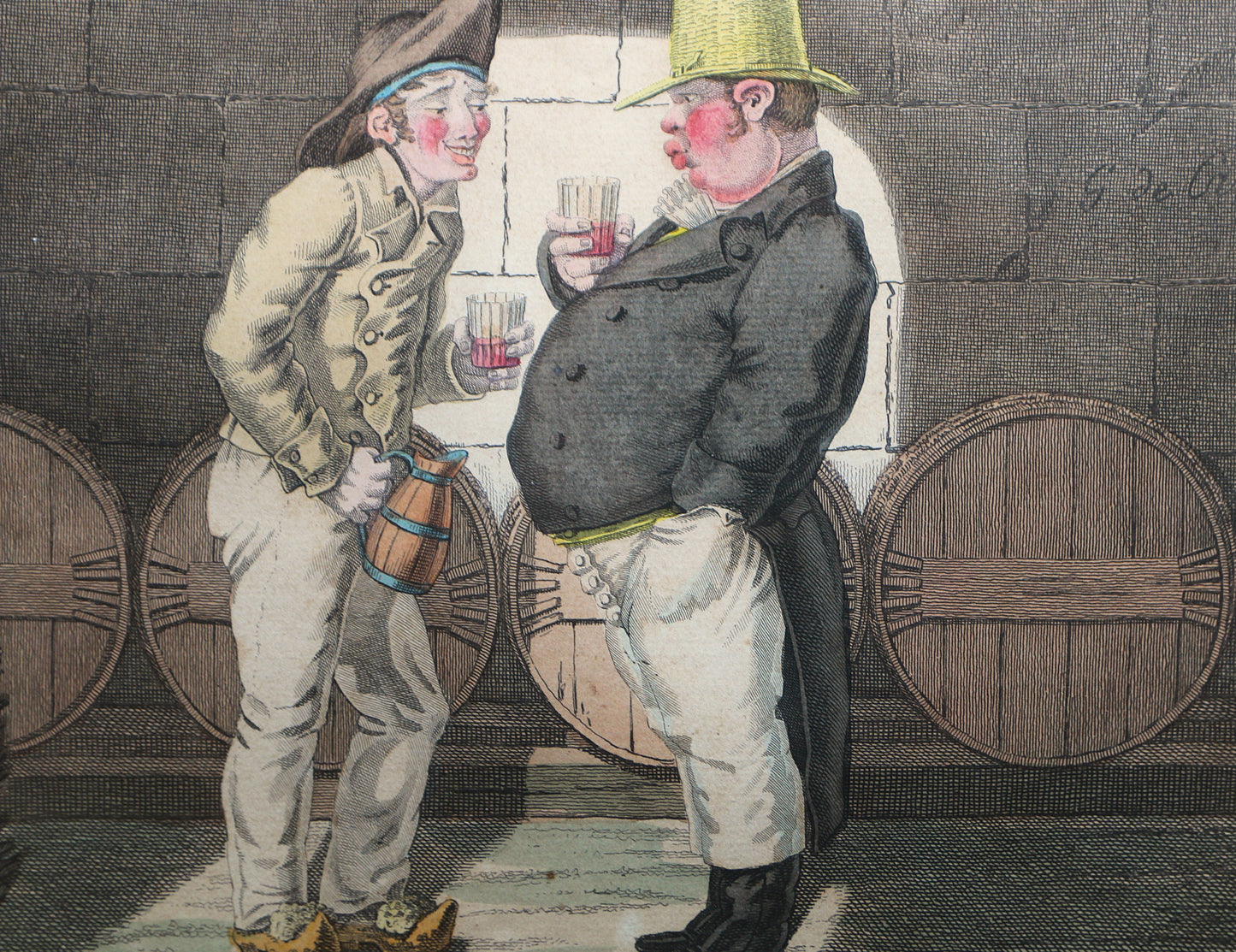 Hand-coloured French satirical etching from 1818 , designed by Godisart de Cari for Martinet’s Musée Grotesque series