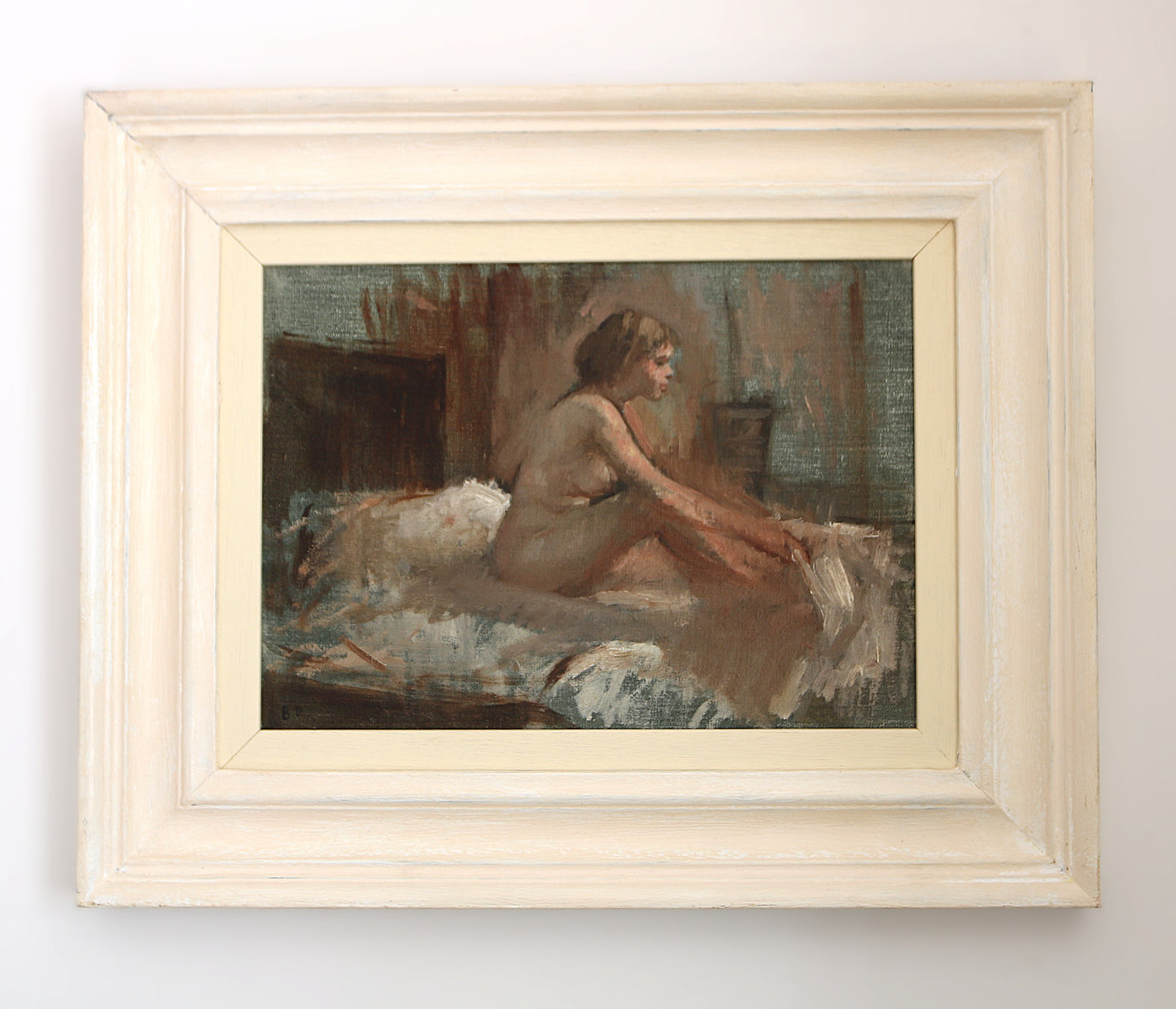 Bernard Dunstan RA PPRWA (1920-2017) - Naked Female Model on Bed Oil on Canvas