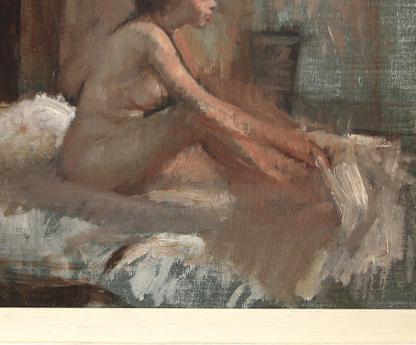 Bernard Dunstan RA PPRWA (1920-2017) - Naked Female Model on Bed Oil on Canvas