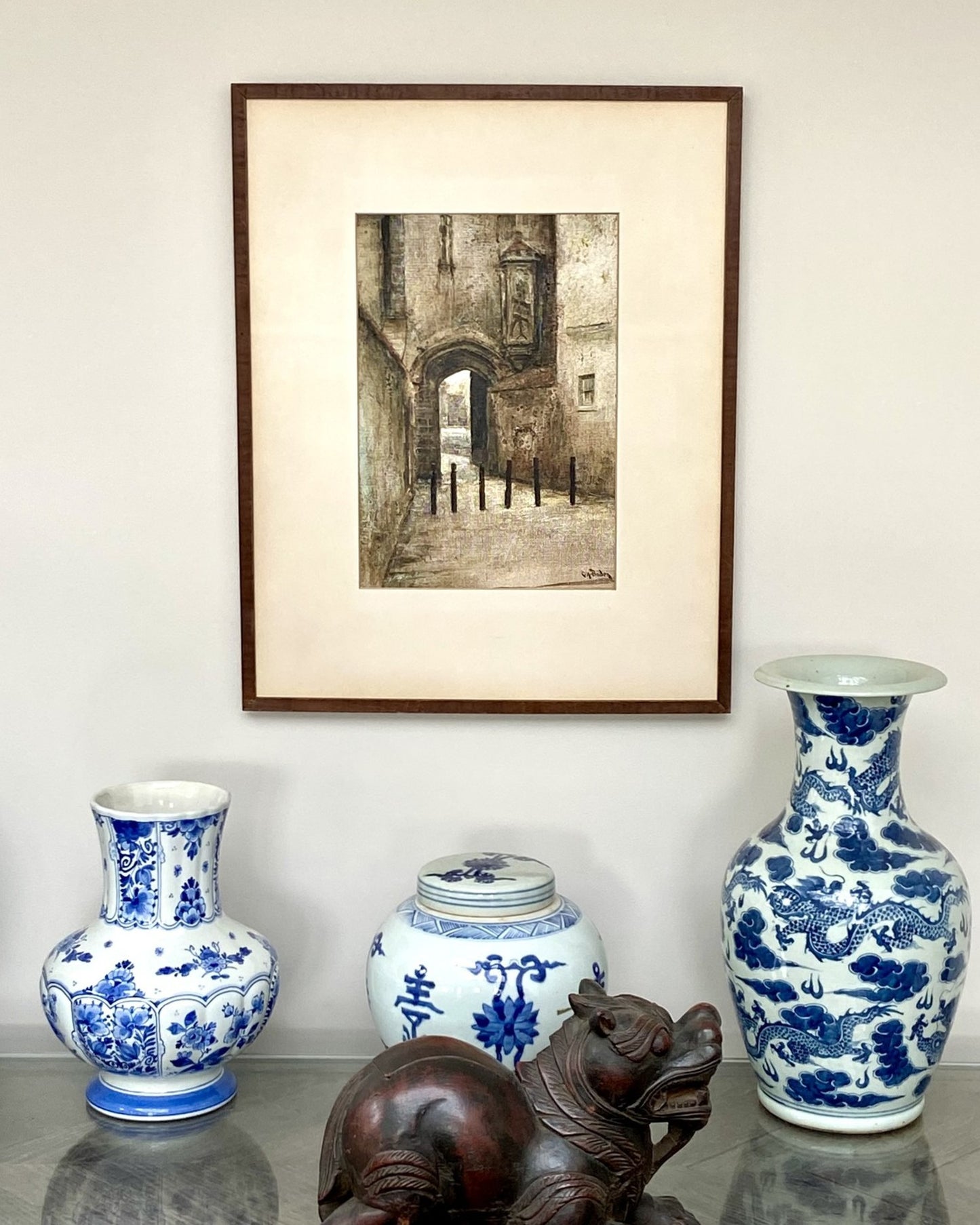 George Alfred Boden (1888-1956), gouache on dimpled sketch paper, Cathedral Green, Wells, Somerset, 1938