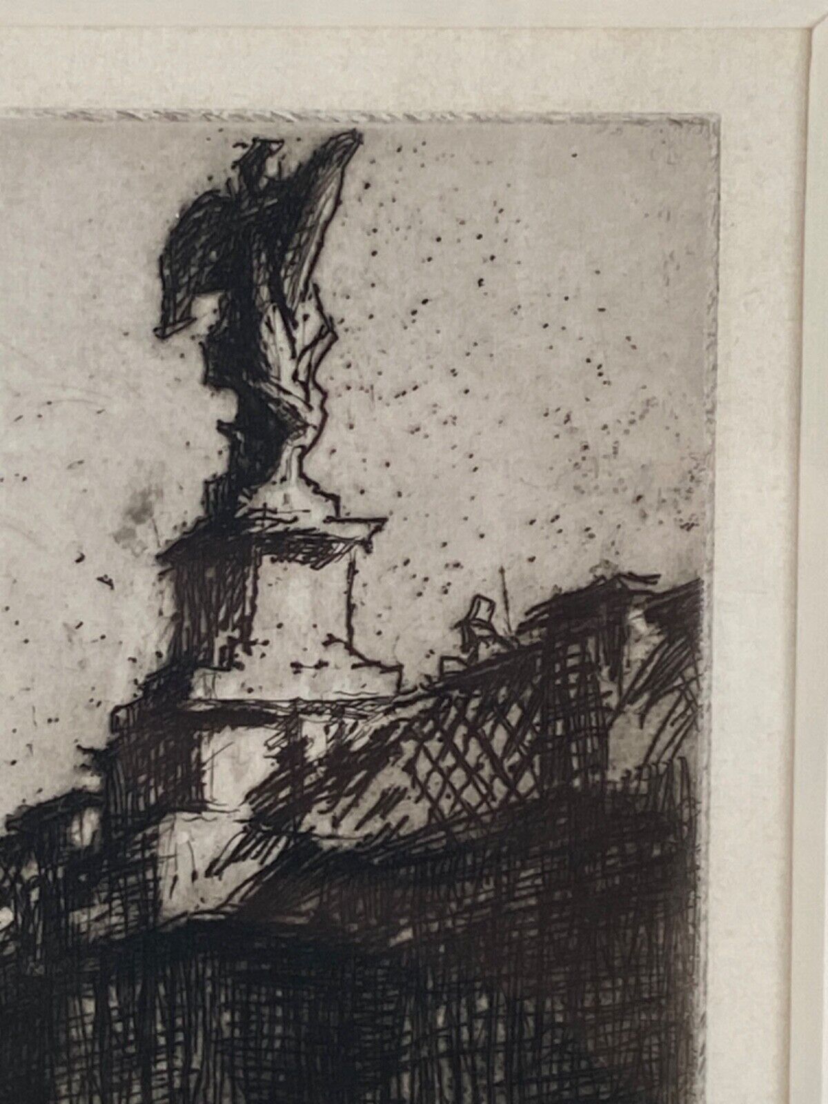 Framed Signed Etching of St. Angelo Bridge, Rome by Frank Brangwyn (1867-1956)