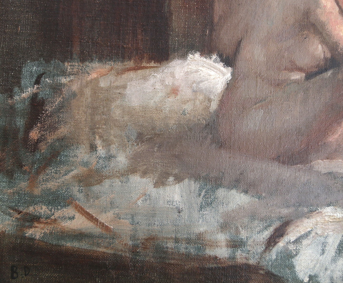 Bernard Dunstan RA PPRWA (1920-2017) - Naked Female Model on Bed Oil on Canvas