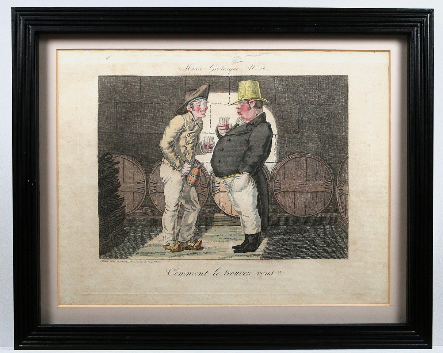 Hand-coloured French satirical etching from 1818 , designed by Godisart de Cari for Martinet’s Musée Grotesque series