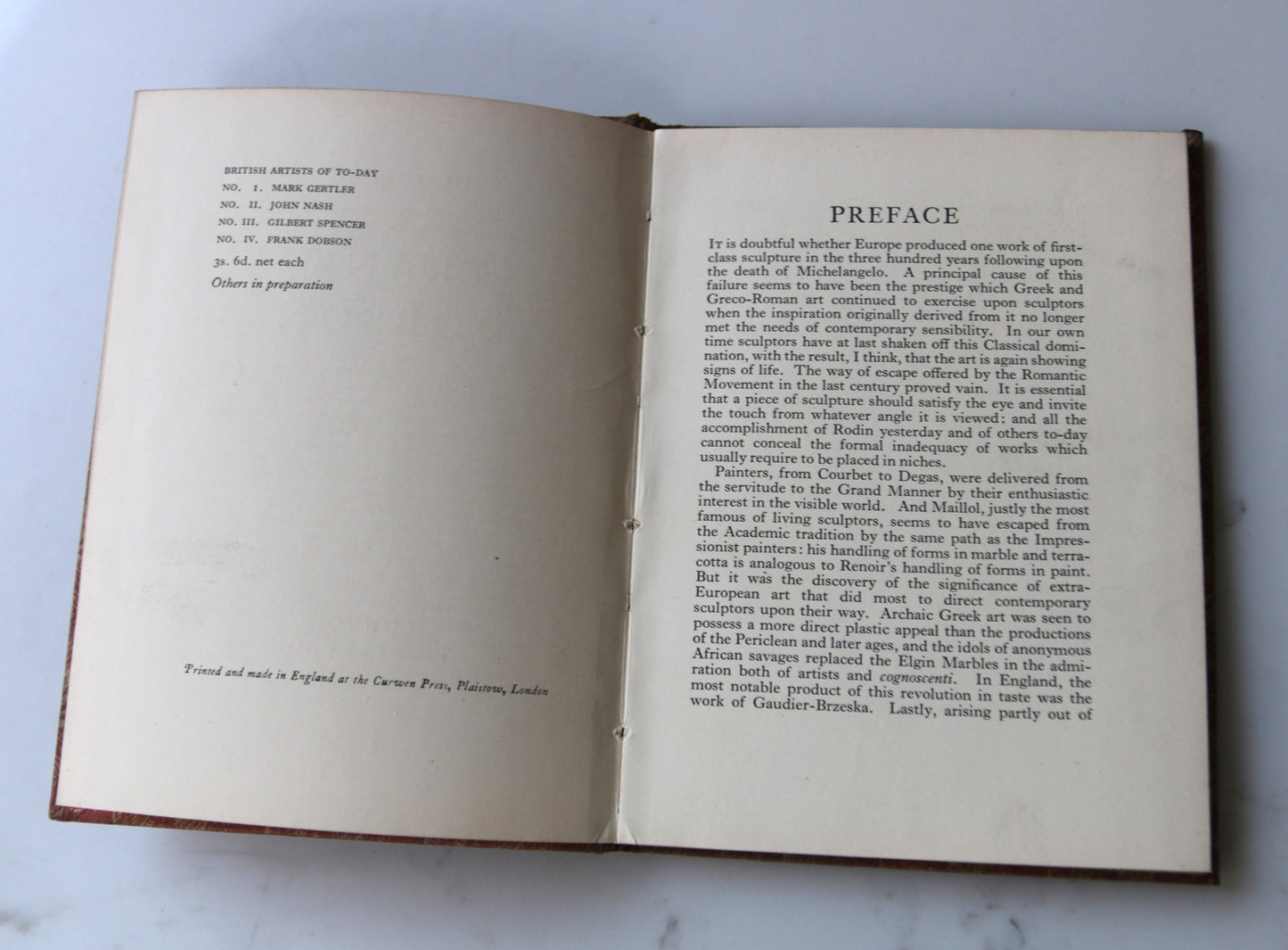 Frank Dobson - British Artists of Today No 4 printed by Curwen Press