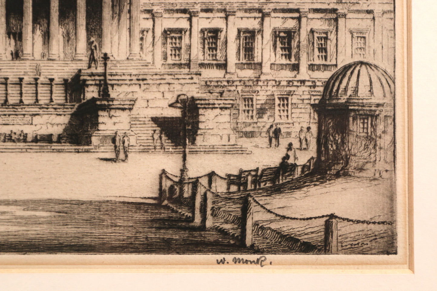 William Monk RE (1863-1937) Framed Signed Etching, UCL Main Campus, London