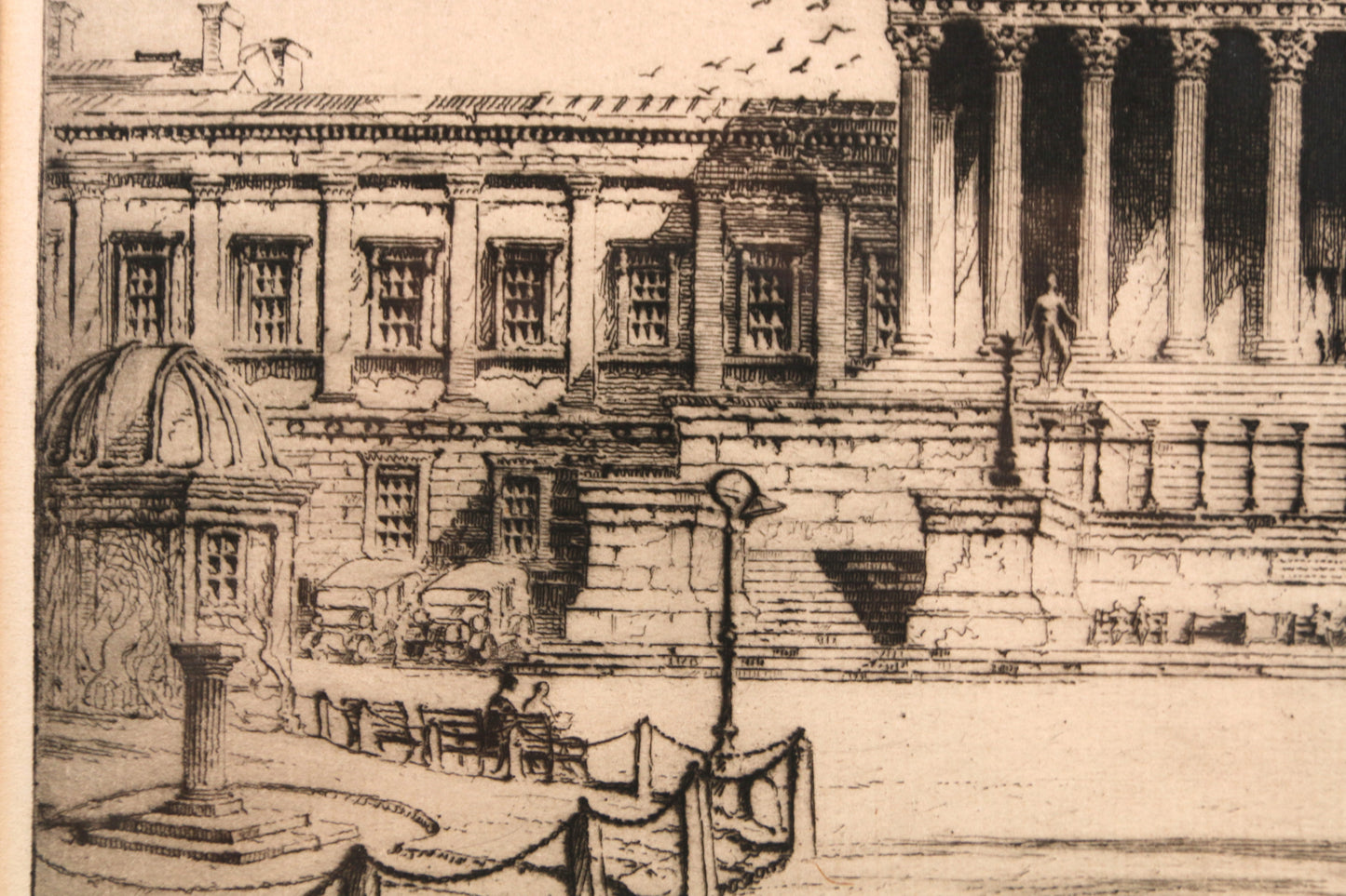 William Monk RE (1863-1937) Framed Signed Etching, UCL Main Campus, London