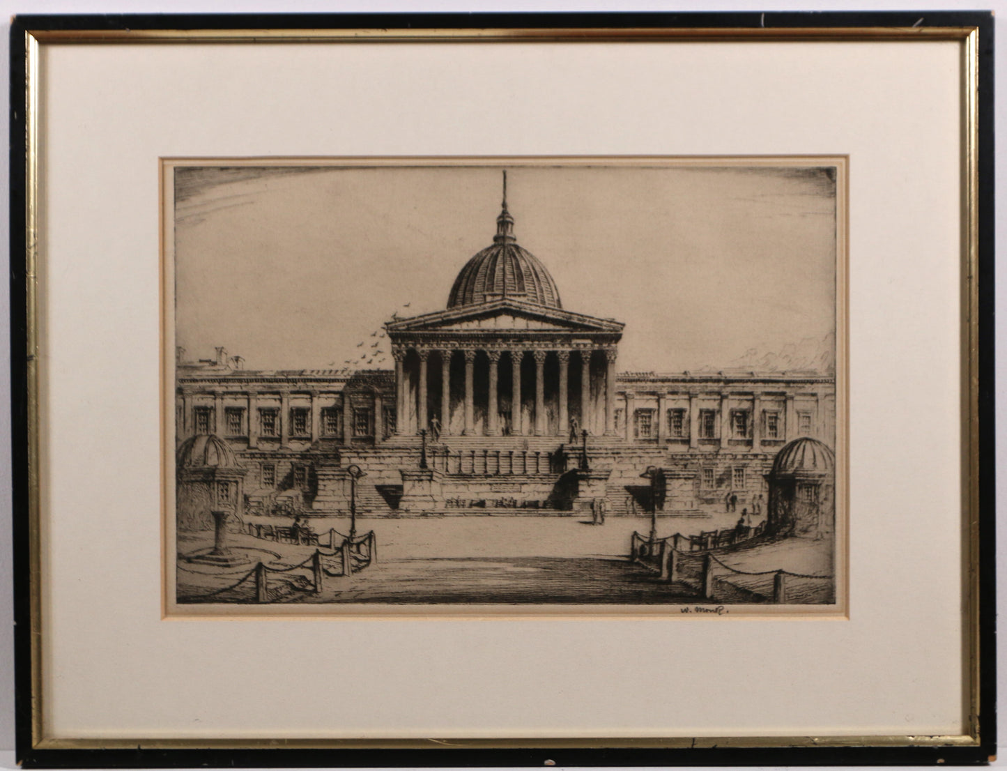 William Monk RE (1863-1937) Framed Signed Etching, UCL Main Campus, London