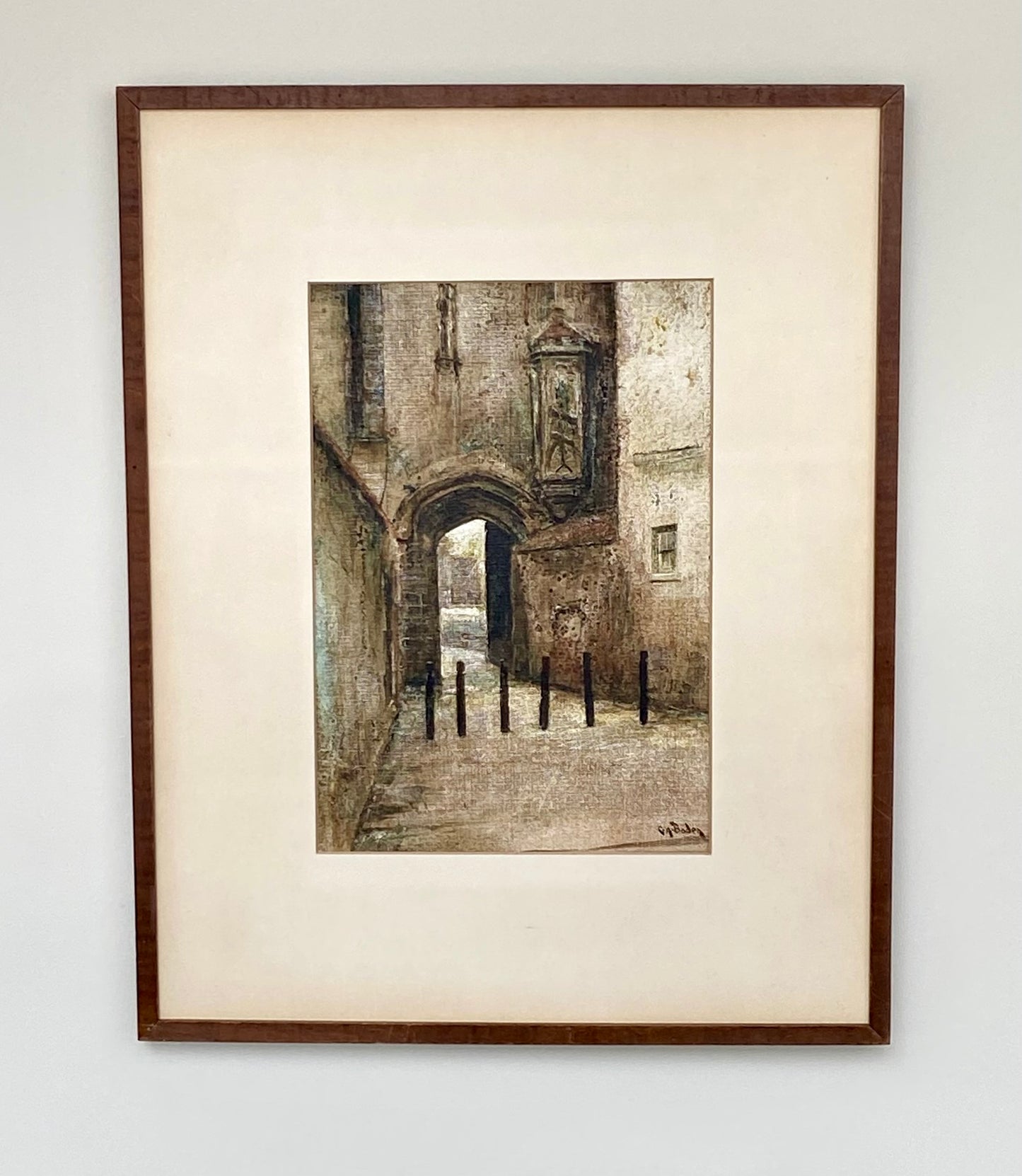 George Alfred Boden (1888-1956), gouache on dimpled sketch paper, Cathedral Green, Wells, Somerset, 1938