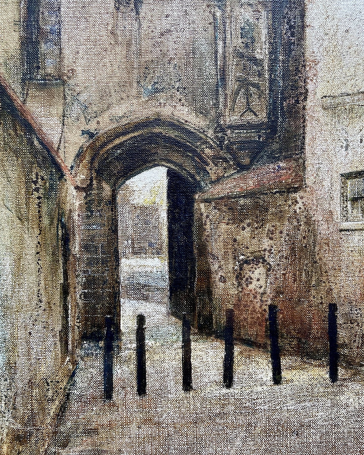 George Alfred Boden (1888-1956), gouache on dimpled sketch paper, Cathedral Green, Wells, Somerset, 1938