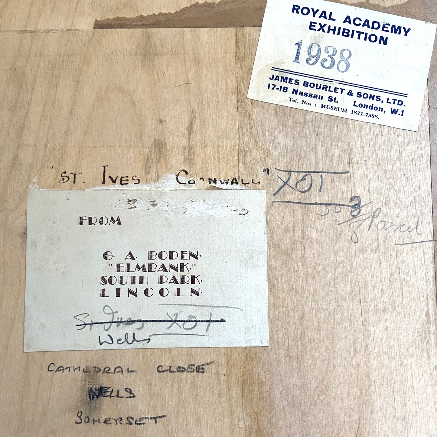 George Alfred Boden (1888-1956), gouache on dimpled sketch paper, Cathedral Green, Wells, Somerset, 1938