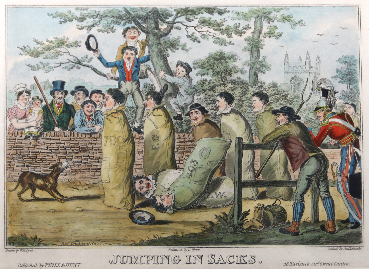 Robert Cruikshank after W.H. Pyne – Jumping in Sacks