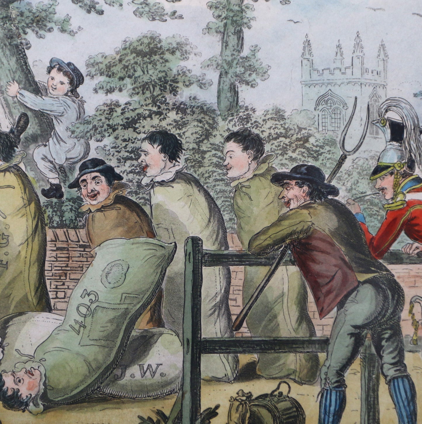 Robert Cruikshank after W.H. Pyne – Jumping in Sacks