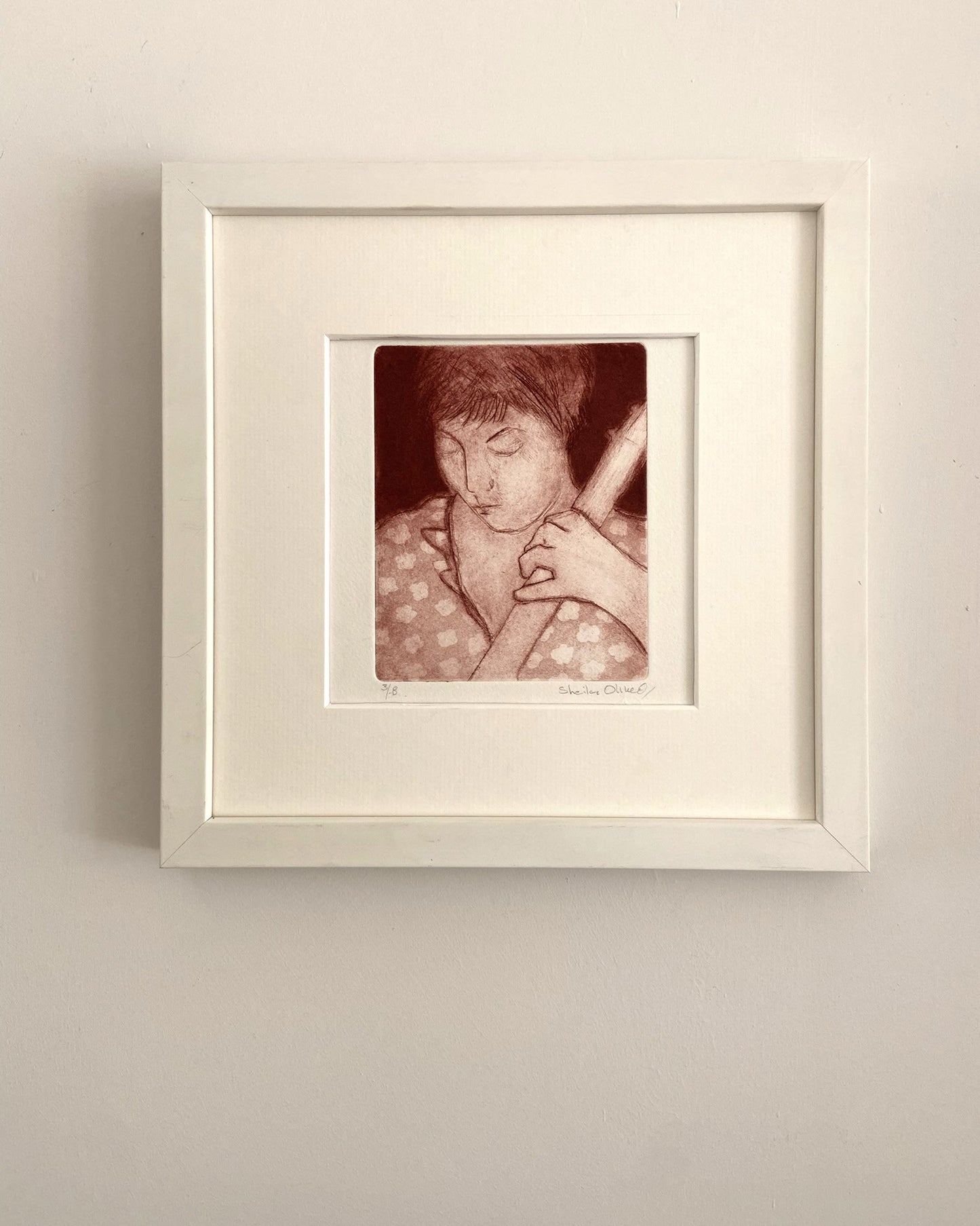 Sheila Oliner (b. 1930-2020) – Cellist or ‘N Playing the Cello’ Sanguine Etching on paper