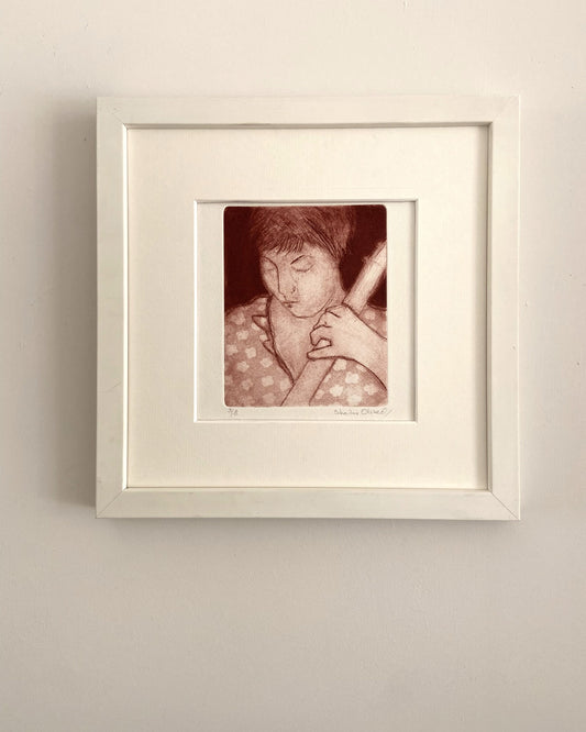 Sheila Oliner (b. 1930-2020) – Cellist or ‘N Playing the Cello’ Sanguine Etching on paper