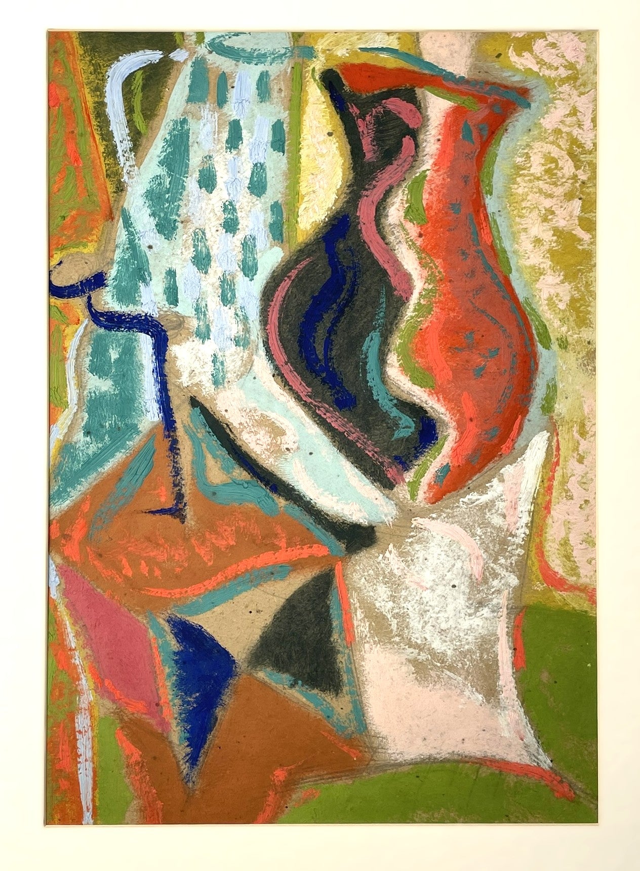 Modernist Still Life Painting in Vibrant Impasto