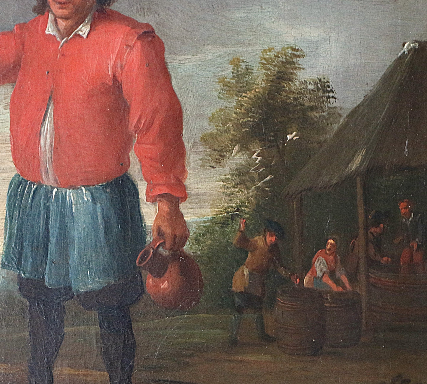 Oil on Panel of 17th Century gentleman toasting with a glass of wine