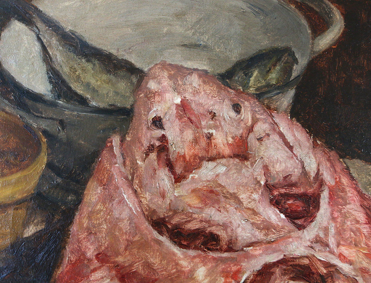 Isa Janssens. (Belgian, 1898–1978) Oil on Canvas Still Life with Ray Fish and Lemons