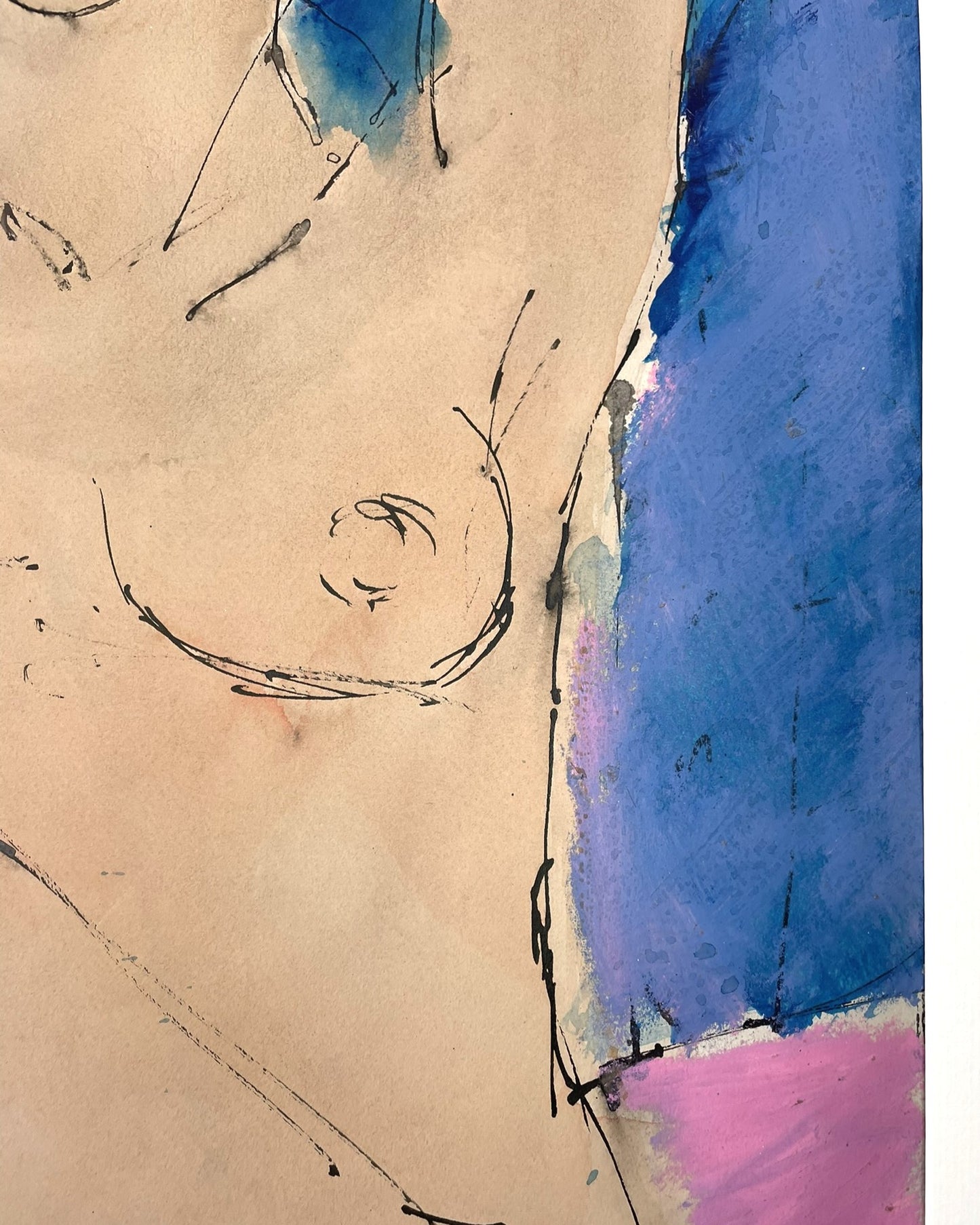 Modern Mixed Media Work by John Emanuel (1930–2024) Reclining Nude