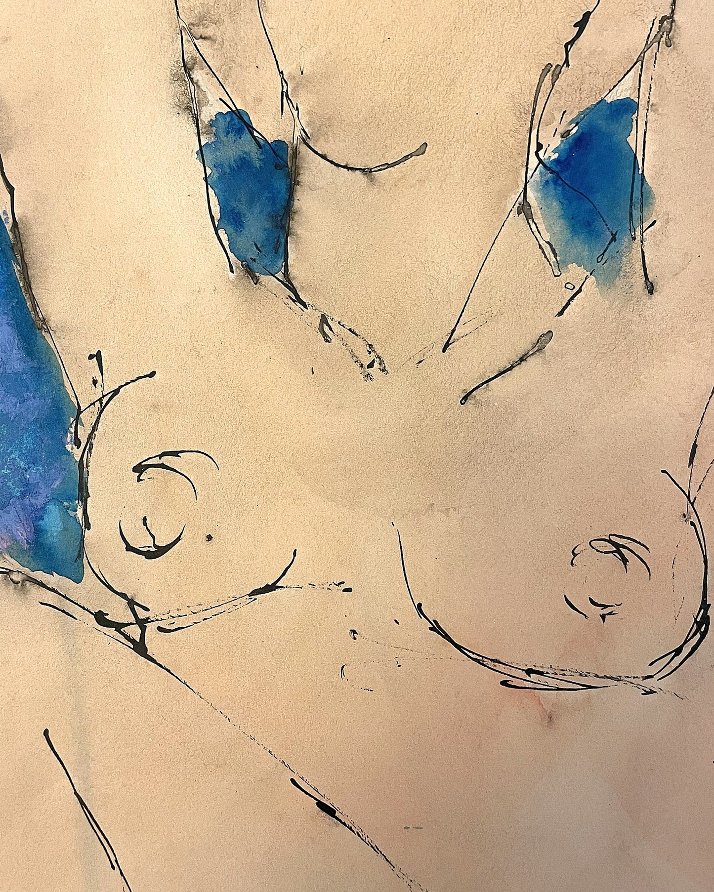 Modern Mixed Media Work by John Emanuel (1930–2024) Reclining Nude