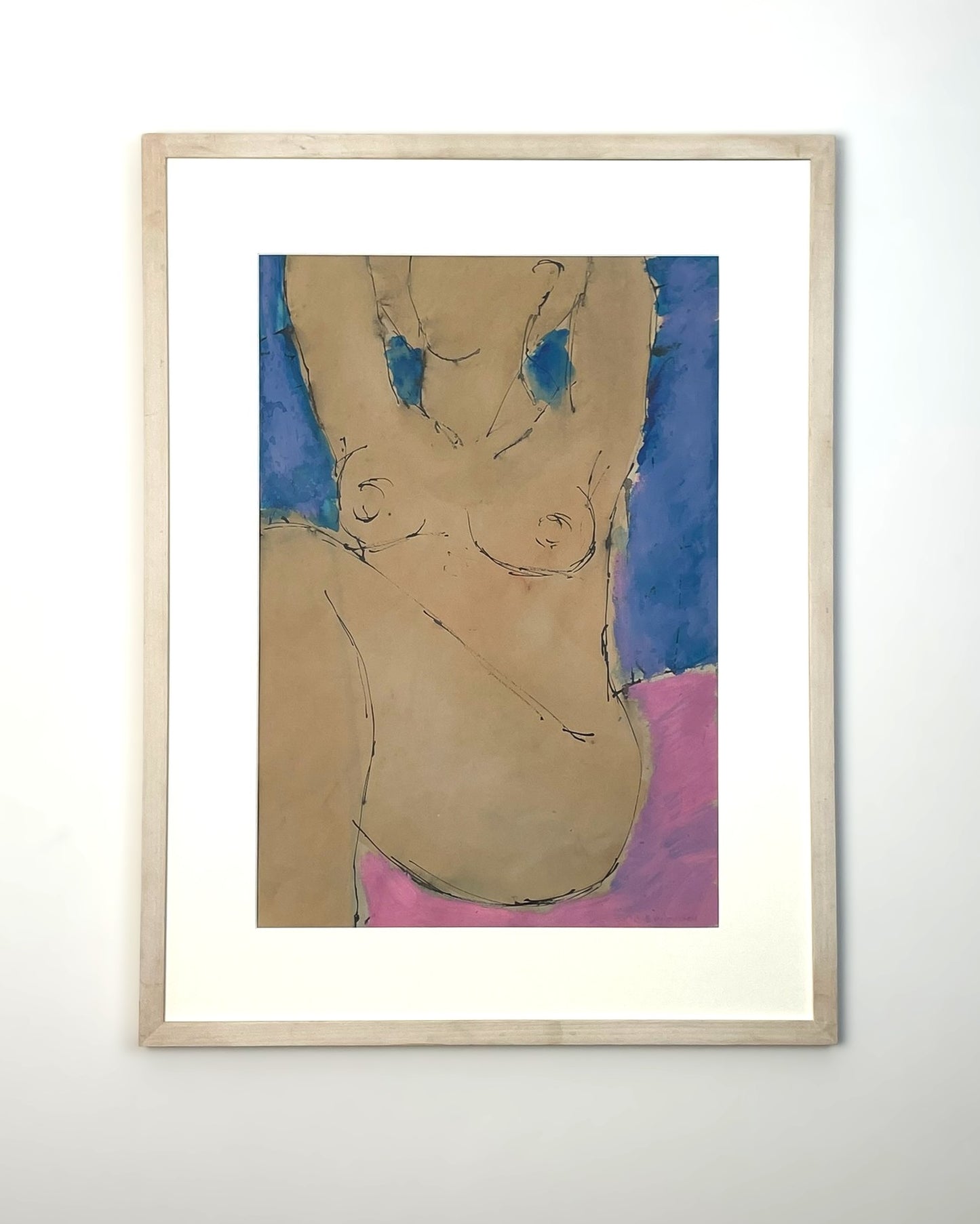 Modern Mixed Media Work by John Emanuel (1930–2024) Reclining Nude