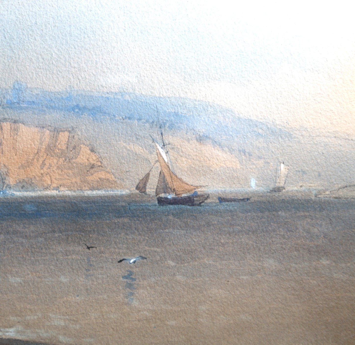 A Watercolour landscape by the Irish artist Thomas Leeson Rowbotham (1823-1875) entitled ‘Upnor on the river Medway 1865’