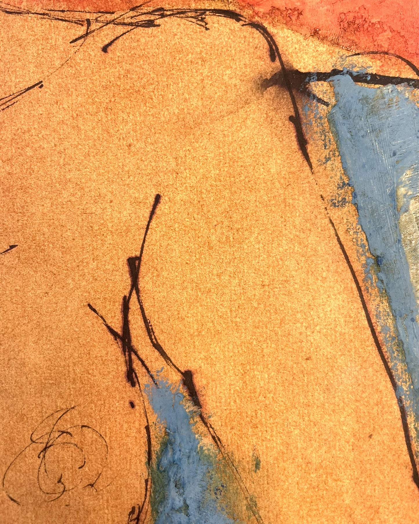 Modern Mixed Media Work by John Emanuel (1930–2024) Seated Nude