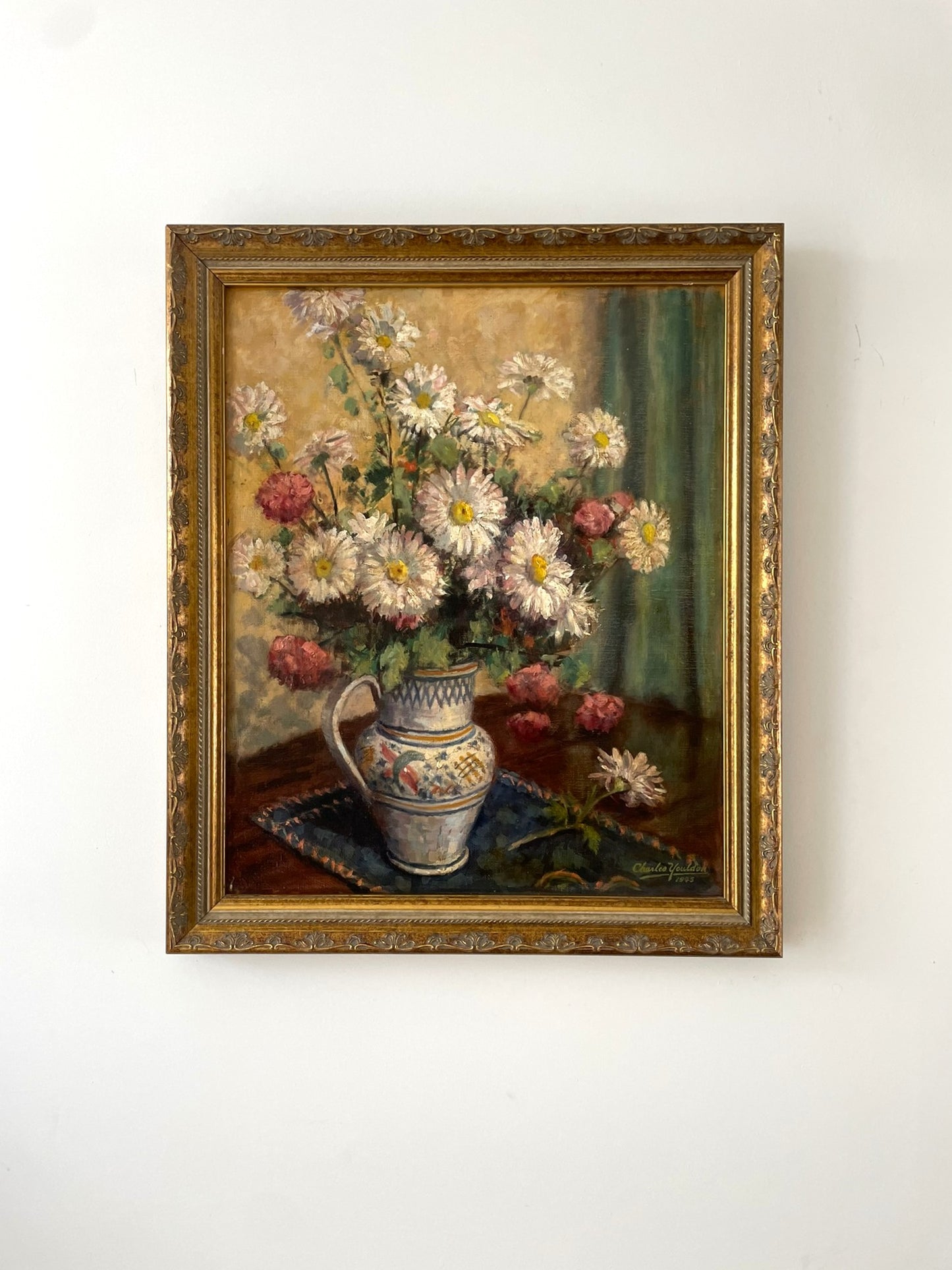 Charles Albert Youldon, Still life with flowers, oil on canvas, signed and dated 1945
